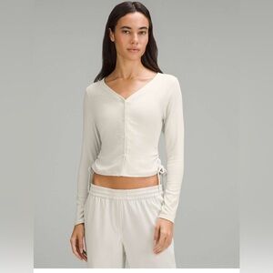 Lululemon Side-Cinch Ribbed Cardigan in Bone